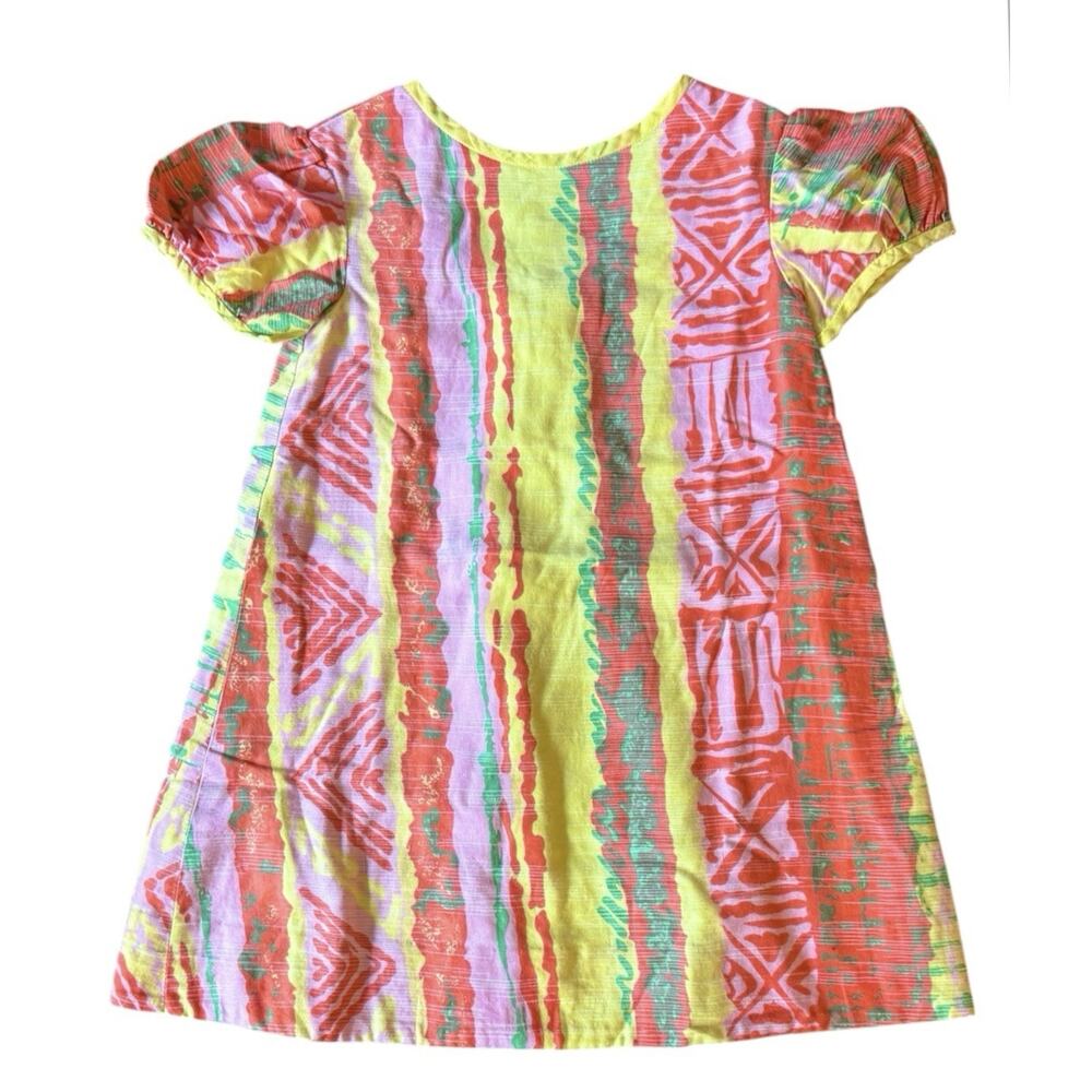 Vtg Peter Pan Dress Girls Size @8 Colorful Jamaican Batik Shortsleeved Lined